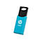 Hellblaues HP USB-Laufwerk mit schwarzem Stecker, HP-Logo und 128GB.