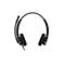 Schwarzes Headset auf weißem Hintergrund. Die Kopfhörer sind gepolstert, mit Mikrofon und Kabel.