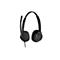 Schwarzes Headset mit Mikrofon auf weißem Hintergrund.