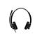 Schwarzes Headset mit Mikrofon auf weißem Hintergrund.