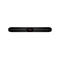 Schwarzes Soundbar mit roter Linie. Rechts ein kleines Firmenlogo.