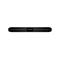 Schwarze Soundbar mit Kamera, weißer Hintergrund. Mittig die Kamera, links und rechts abgerundete Ecken.