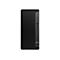 Schwarzer PC-Tower mit vertikalen Rippen und HP-Logo. Seitlich Anschlüsse, USB, Audio und SD-Kartenleser.