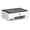 HP Smart Tank 5105 Drucker in Weiß mit grauem Deckel, Tintenbehälter, HP Logo.