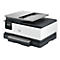 HP OfficeJet Pro Multifunktionsdrucker in Weiß und Dunkelgrau vor neutralem Hintergrund.