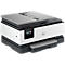 HP OfficeJet Pro Drucker in Weiß und Grau vor neutralem Hintergrund.