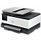 Ein weiß-grauer HP OfficeJet Pro Multifunktionsdrucker vor neutralem Hintergrund.