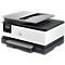 Weiß-grauer HP OfficeJet Pro Multifunktionsdrucker in Studioansicht.