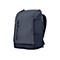 Dunkelblauer Laptop-Rucksack mit Reißverschlüssen und HP-Logo.
