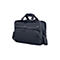 Schwarze Laptoptasche mit Tragegriffen, Reißverschlussfächern und Schultergurt vor weißem Hintergrund.