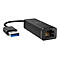 Schwarzer HP USB-A auf Ethernet Adapter mit blauem USB-Anschluss vor weißem Hintergrund.