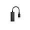 Schwarzer USB-C auf HDMI-Adapter mit kurzem Kabel vor weißem Hintergrund.