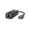 Schwarzer HP USB-C auf Ethernet Adapter mit RJ45-Anschluss und integrierten Status-LEDs.