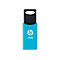 Blauer HP USB-Stick mit 128GB Speicherkapazität und HP-Logo. Schwarze Kappe mit Loch.