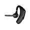 Schwarzes Bluetooth-Headset mit Mikrofonarm und roségoldenen Akzenten vor weißem Hintergrund.