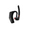 Schwarzes Poly Bluetooth-Headset vor weißem Hintergrund mit goldenem Logo und roter Taste am Mikrofonarm.