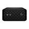 Schwarzer HP Mini-PC mit Lochmuster, HP Logo und Symbolen.