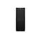 Schwarzer PC-Tower mit Perforierung, HP-Logo und diversen Anschlüssen.