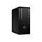 Schwarzer HP Desktop-PC mit gelochtem Design an der Front und HP Logo.