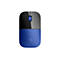 Kabellose Computermaus in Schwarz-Blau. Schwarzer oberer Teil mit blauem Scrollrad, blauer unterer Teil mit HP Logo.