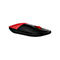 Drahtlose Computermaus, rot-schwarz. Die obere Hälfte rot, die untere schwarz, Scrollrad rot.