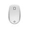 Drahtlose, weisse HP Maus mit Rollrad und HP-Logo.