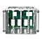 Draufsicht auf ein Computergehäuse mit grüner Platine und Anschlüssen.