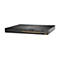 Schwarzer Netzwerk-Switch mit Ports und Anzeigen. Auf der Oberfläche steht "HPE Aruba networking".