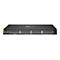 Schwarzer Netzwerk-Switch mit Ports und LED-Anzeigen, HPE Aruba Logo.