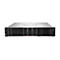 Un serveur en rack avec plusieurs emplacements pour disques durs, affichages et ports.