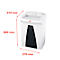 White paper shredder with dimensions 310 mm x 600 mm x 375 mm. The HSM logo is visible.