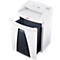 White paper shredder with a black waste container, brand HSM Securio. The device is photographed from the front.