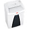 White HSM Securio B22 shredder with dark paper entry. Control buttons and symbols are located on the top.