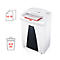 White paper shredder with red 'CONFIDENTIAL' document. Pictograms for page count and trash can.
