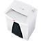 White paper shredder with black accents, control panel, and logo.