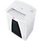 White paper shredder with black paper entry. "HSM" is written in red on the top left.