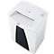 A white paper shredder with a black paper slot. The word "HSM" is written in red at the top left. At the top edge is the word "SECURE 820".