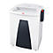 White paper shredder with a black element. The red power off button is clearly visible.