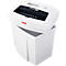 White paper shredder with black feed and open container. The HSM logo and model name are visible.