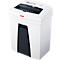 White paper shredder with dark slot and black waste container. Reads "HSM SECURE 230".