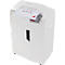 White shredder with paper in the opening; at the top it says "microsohr 8.2".