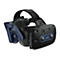 Schwarzes VR-Headset mit dunkelblauen Akzenten, inklusive Kopfband und Ohrhörer. Auf dem Headset steht 'VIVE'.