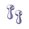 Zwei glänzend violette In-Ear-Kopfhörer vor weißem Hintergrund.