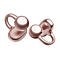 Zwei moderne, glänzende Ohrhörer in Roségold mit offenem Ring-Design vor weißem Hintergrund.