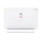 Ein weißer Huawei WiFi 7 Router mit abgerundeten Ecken und zentralem Logo auf neutralem Hintergrund.