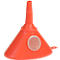 Huenersdorff trechter, met ontluchtingsrib en roestvrijstalen zeef, polyetheen (HD-PE), 660 ml, rood