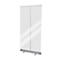 Hygieneschutzwand Roll-up, PET-Folie, glasklar, einrollbar, Aluminiumkassette mit Füssen, B 850 x T 200 x H 2200 mm