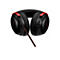 Schwarzes Gaming-Headset mit roten Akzenten und Logo. Geflochtenes Kabel, Ohrmuscheln mit Polsterung. Einstellrad und Mikrofonanschluss.