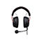 Schwarzes Gaming-Headset mit rotem Detail und Mikrofon vor weiÃŸem Hintergrund. Der KopfbÃ¼gel ist gepolstert.