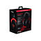 Schwarzer und roter HyperX Cloud II Gaming-KopfhÃ¶rer auf einer schwarzen Verpackung.